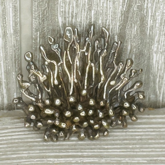 Vintage Unique sterling brutalist pendant brooch Jewlery pin burning bush - Picture 4 of 4